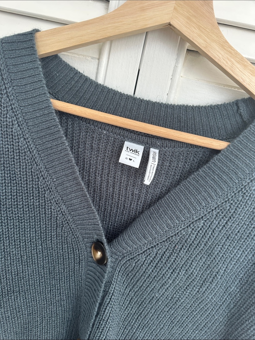twik Dark Gray V-Neck Button Cardigan Sweater
